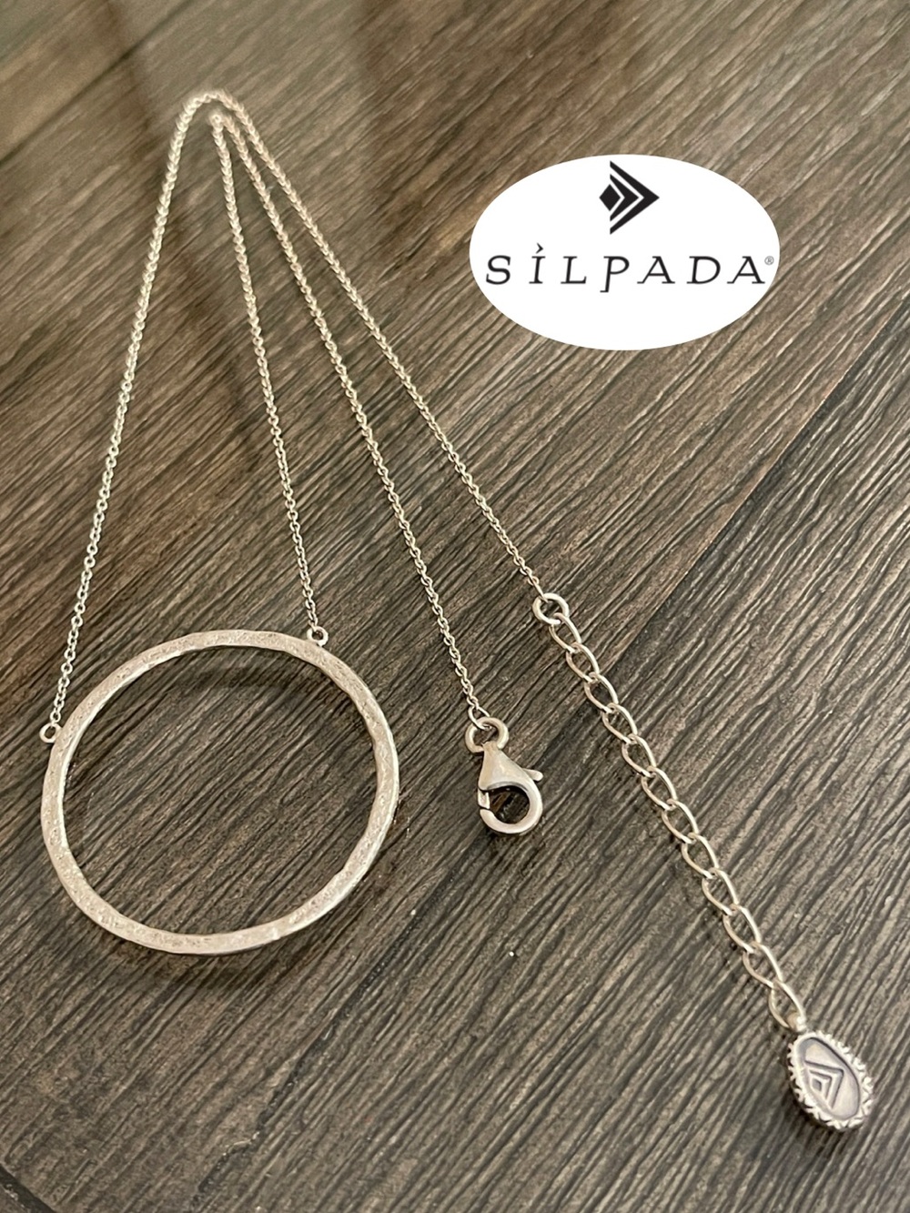 Silpada “Duomo” Sterling Silver Hammered Circle Pendant, 16 1/2” - 18 1/4”